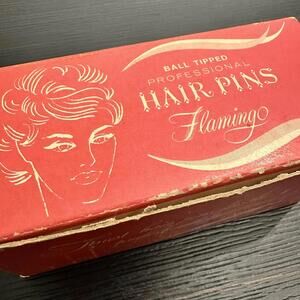 Vintage Flamingo Ball Tipped Hair Pins 1 lb Box Crimped Black 2" Mid Century
